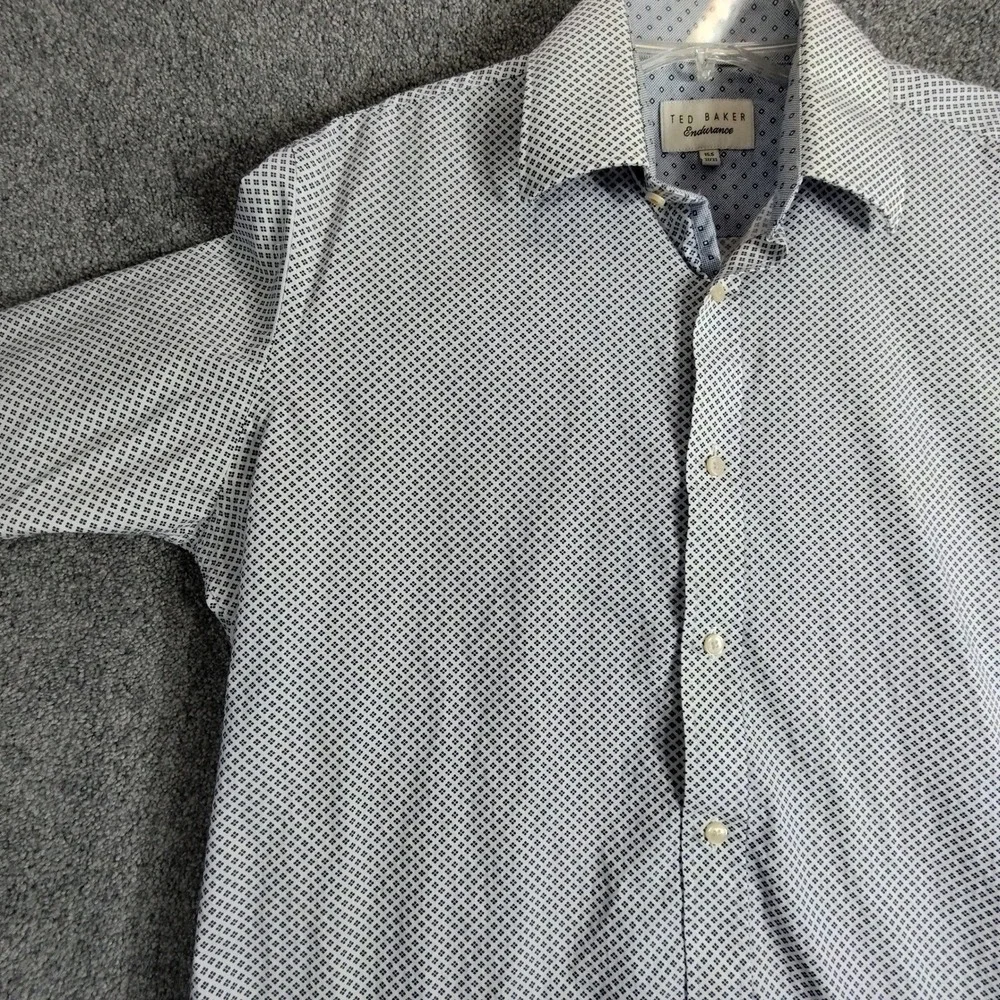 Ted Baker Endurance Dress Shirt Dotted Print Long Sleeve Blue 15.5 32/33